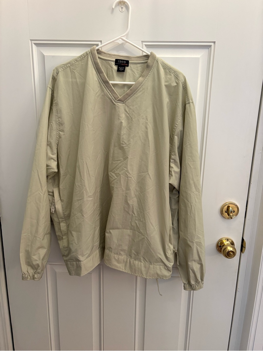 Izod Men's V-Neck Windbreaker Jacket in Light Sage